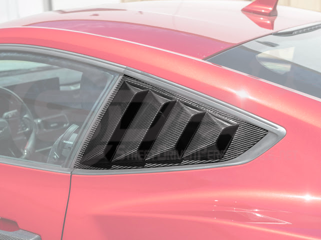 2024-UP FORD MUSTANG S650 | CARBON FIBER SIDE QUARTER WINDOW LOUVER SUN SHADE COVER